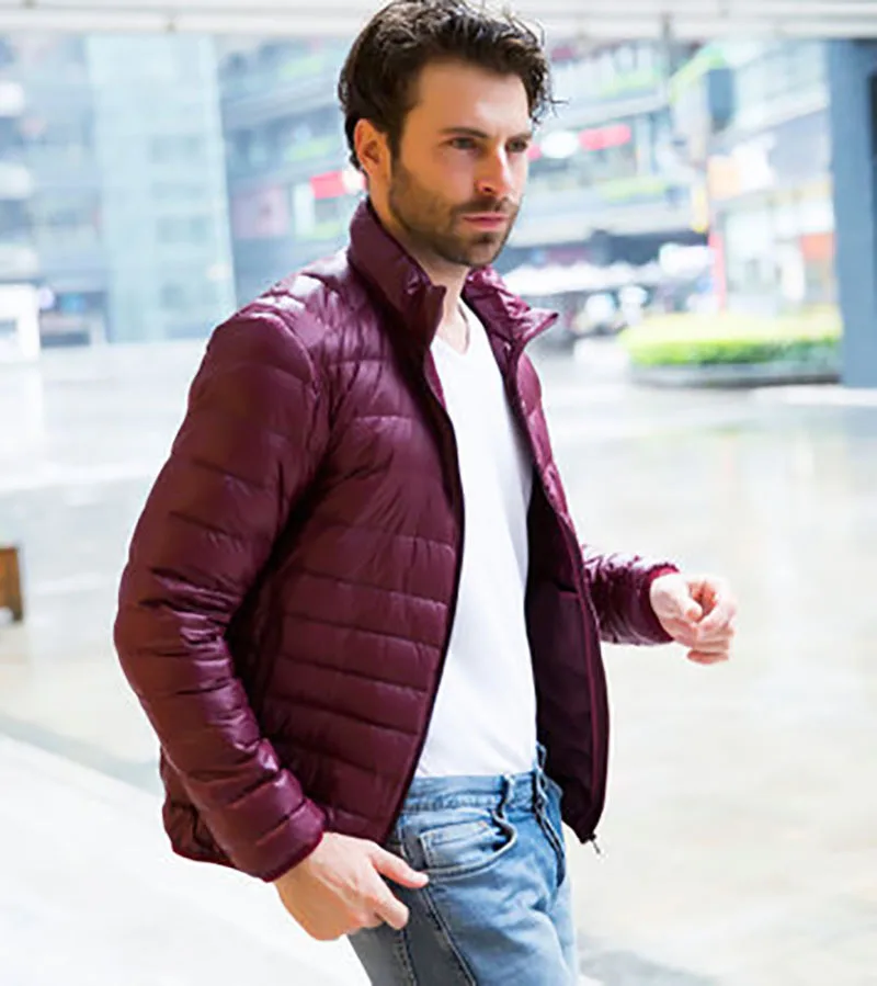 Новинка 2020 ультра легкий пуховик мужские зимние пальто 90 белый утиный пух парка с