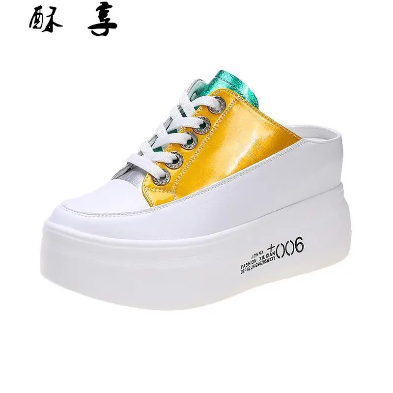 

Spring New Color Combination Women Casual Shoes Fashion Comfortable Walking Thick-soled Shoes Increased Women Vulcanized Shoes