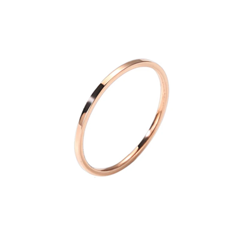 

1MM Thin Titanium Steel Silver Gold Rose Gold 3 Colors Couple Ring Simple Fashion Finger Ring For Women and Men Festival Gifts
