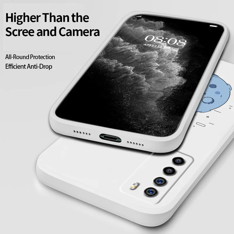 

Rectangle Lovely Pattern Liquid Silicone Case For Honor play 4 4t 4tpro Honor v30 30 20 X10 X10max Liquid Silicone Cover