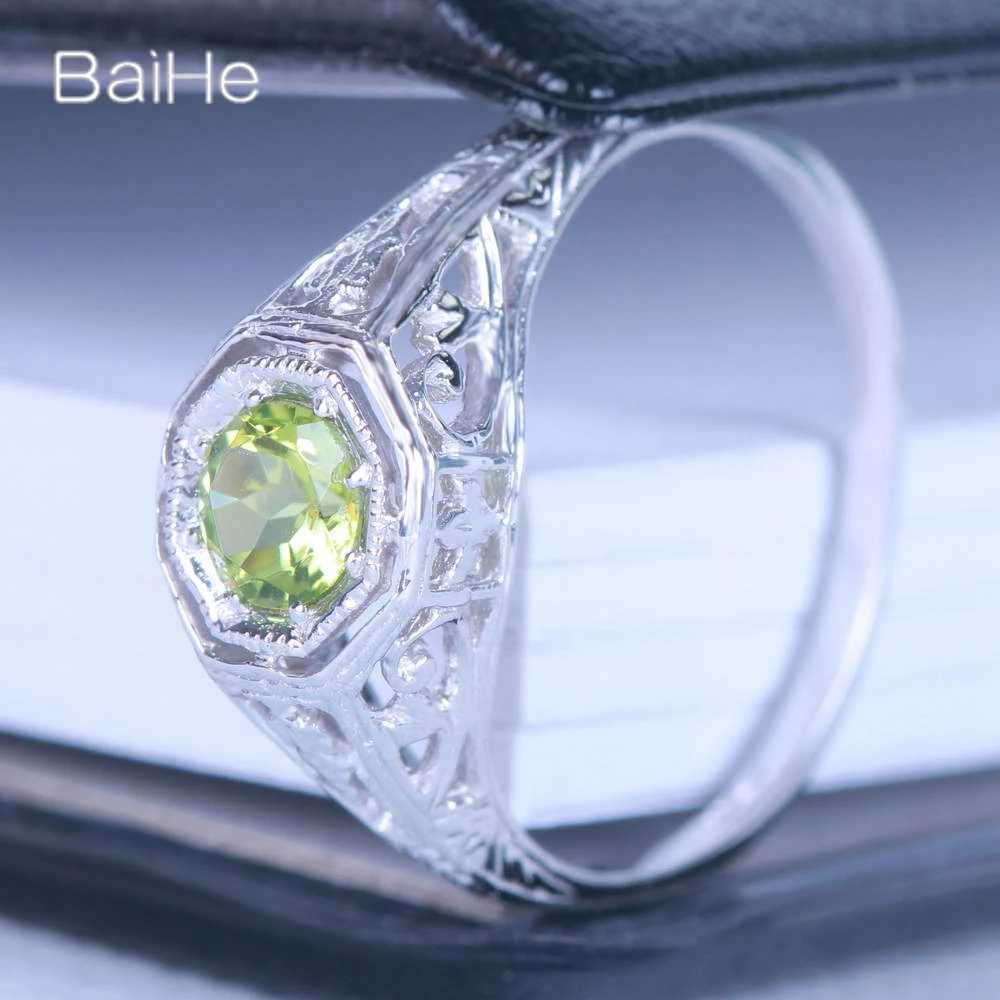 BAIHE однотонные 14K белые золотые зеленые хризолитовые бриллиантовые винтажные