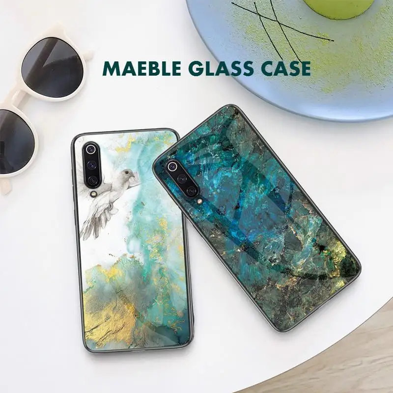 Мраморный чехол из закаленного стекла для Xiaomi Mi 9 SE 8 Lite A1 A2 Max3 Mix3 6X Redmi K20 Note 7 5 6 Pro 7A 6A