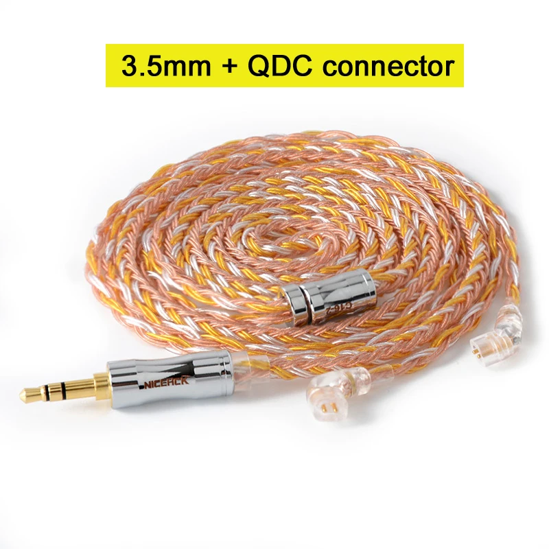 NICEHCK C16-2 16 Core Медь серебро смешанные кабель 3,5/2,5/4,4 мм разъем MMCX/2Pin/QDC/NX7 булавки для ZSX C12 TFZ V90 NICEHCK NX7 Pro/F3