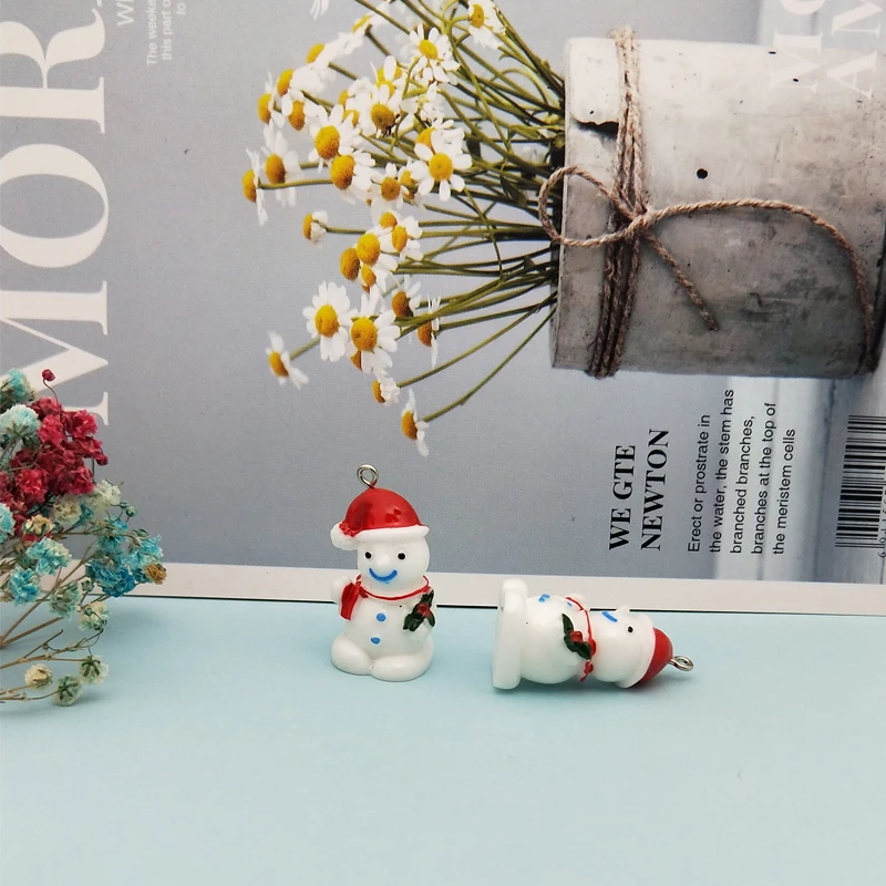 10 шт. 19*36 мм 3D шармы из полимера в форме ягодок и принтом милого снеговика Подвески