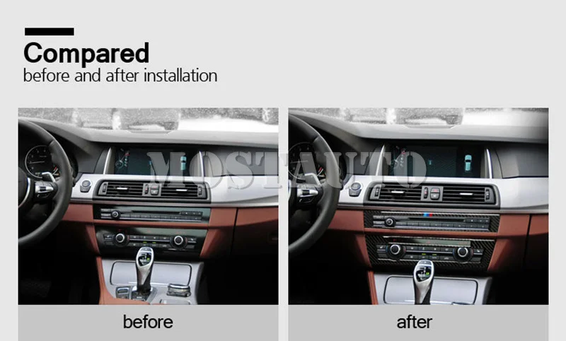 Для BMW 5 серии F10 F11 консоль из углеродного волокна кондиционер и панель CD покрытие