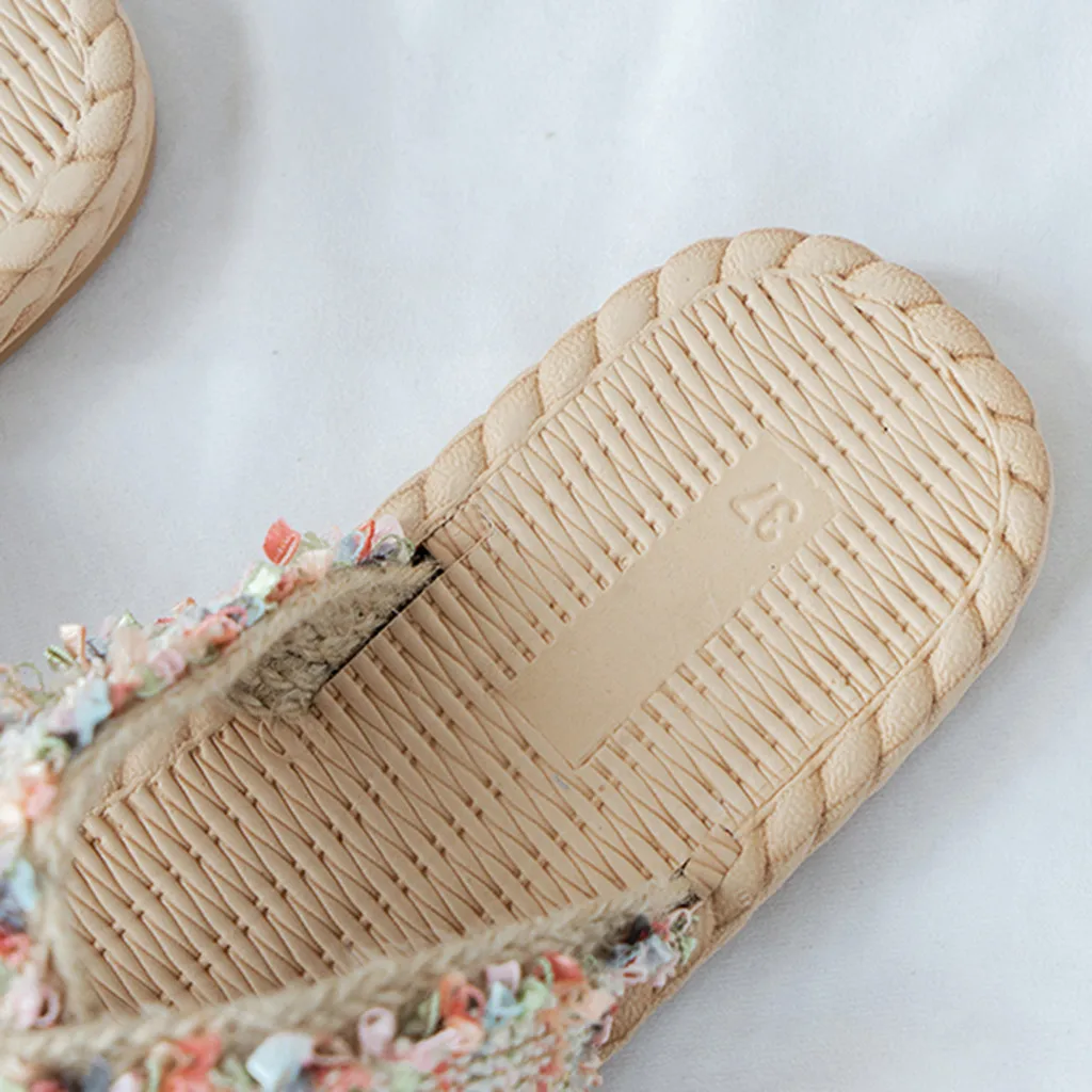 

SAGACE Big Size Slippers Women Casual Woven Flip-Flop Open Toe Shoes Female Comfortable Indoor Flat With Footwear Mujer