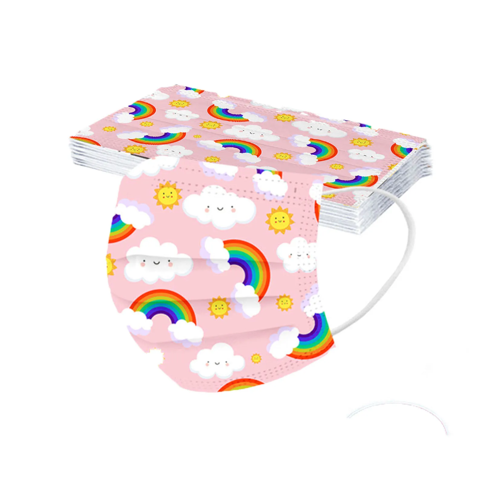 

50 шт., детская маска для лица, одноразовая маска с принтом