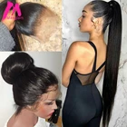 Парики из человеческих волос на фронте и фронте шнурка 13x4, бразильские прямые короткие длинные парики для черных женщин, натуральные предварительно выщипывающиеся волосы Remy