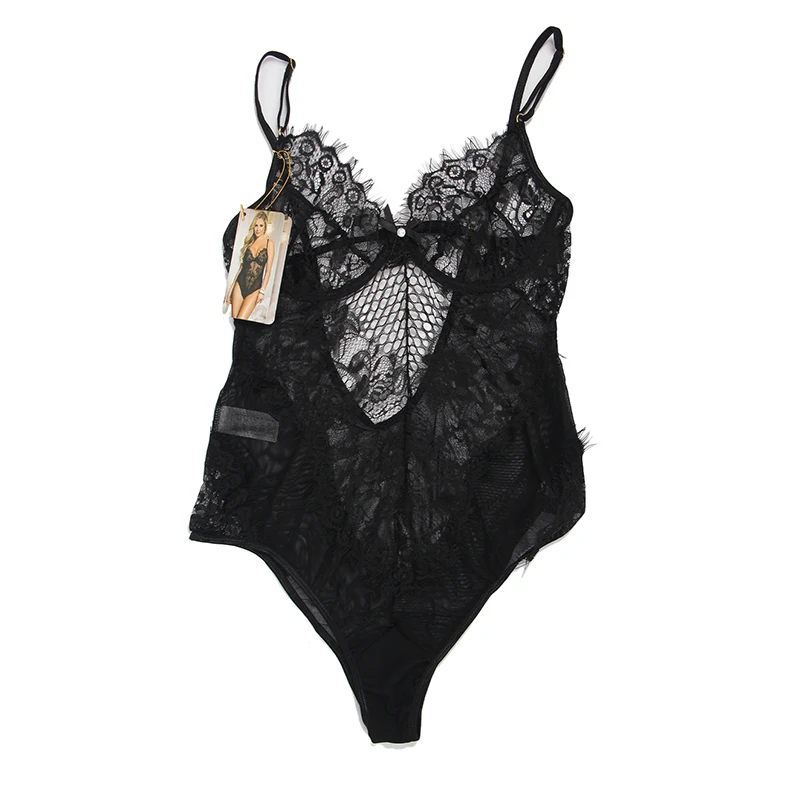 Oheahlover, боди, костюм, белье размера плюс, 5XL, сексуальное боди, черное, прозрачное, кружевное, Тедди, летнее, Сетчатое, боди, RL80408, babydoll