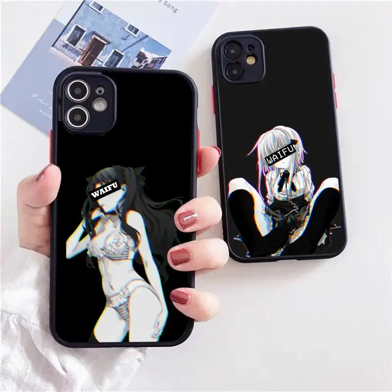 

Hentai Harajuku Anime Girl hot Phone Case For iphone 13 12 11 xr xs x 7 8 pro max Light black Soft TPU Silicone Clear Case Cover