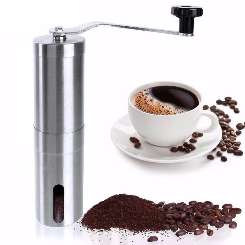 

Silver Coffee Grinder Mini Stainless Steel Hand Manual Handmade Coffee Bean Grinders Mill Kitchen Grinding Coffee Making Tools