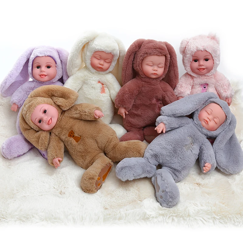 

35CM Sleeping Baby Reborn Toys Beauty Rabbit Peluche Silicone Reborn Baby Doll Long Hair Kid Toy Doll Gift For Girls and Boys