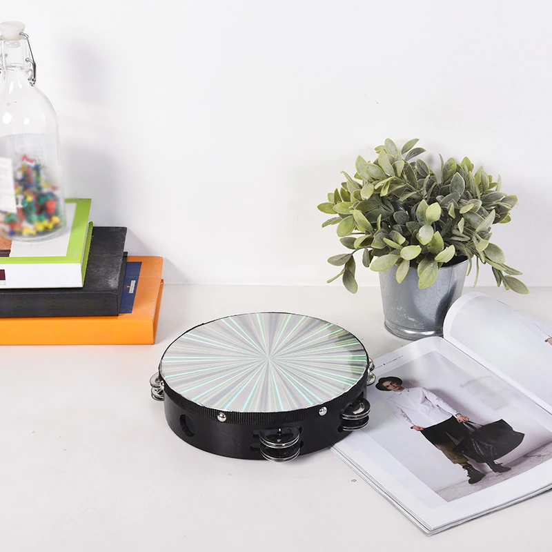 Деревянный Ручной Тамбурин ручной с двумя рядами металлических Jingels