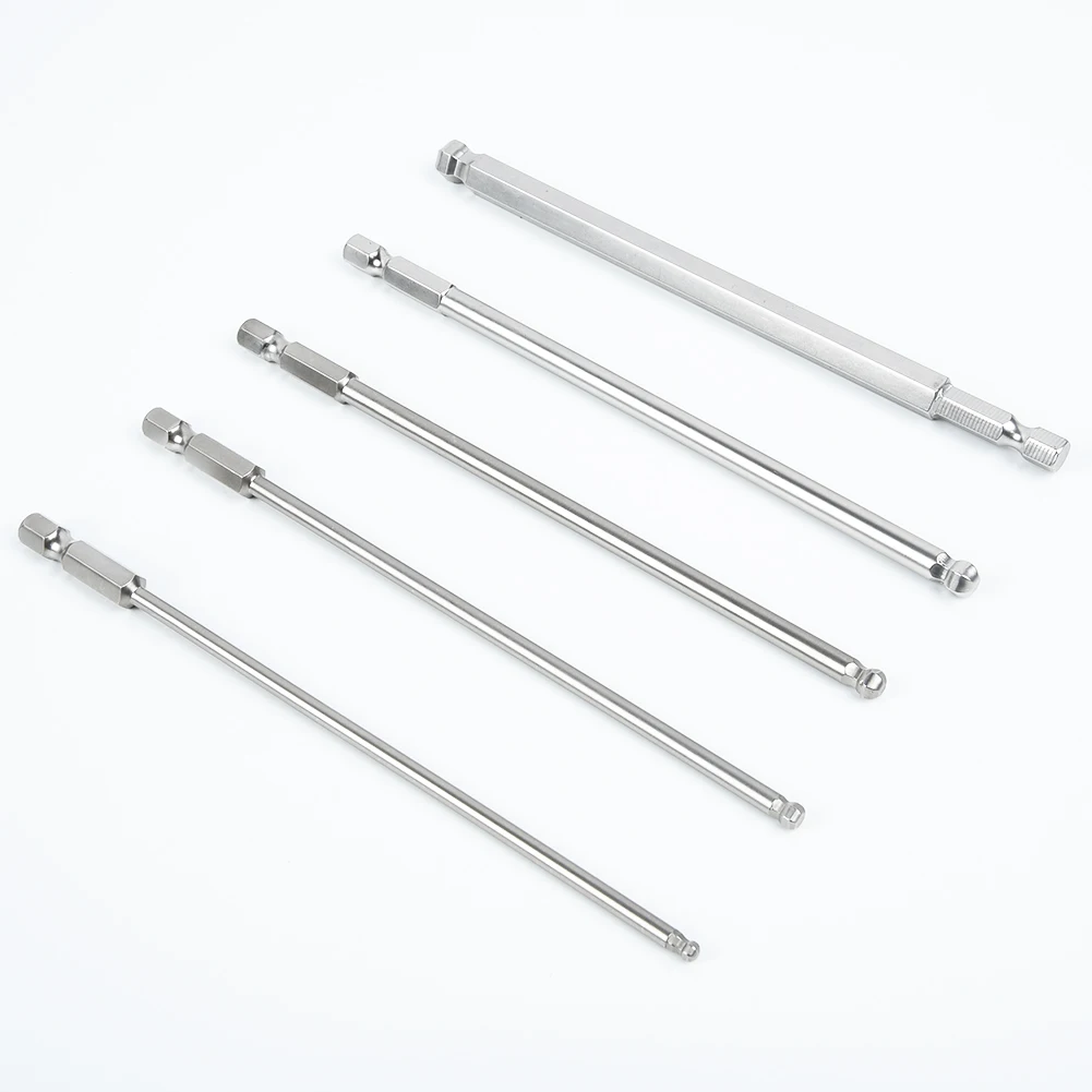 

5pcs Hex Shank Magnetic Ball Head Screwdriver Bit 2.5/3/4/5/6mm Tool 150mm