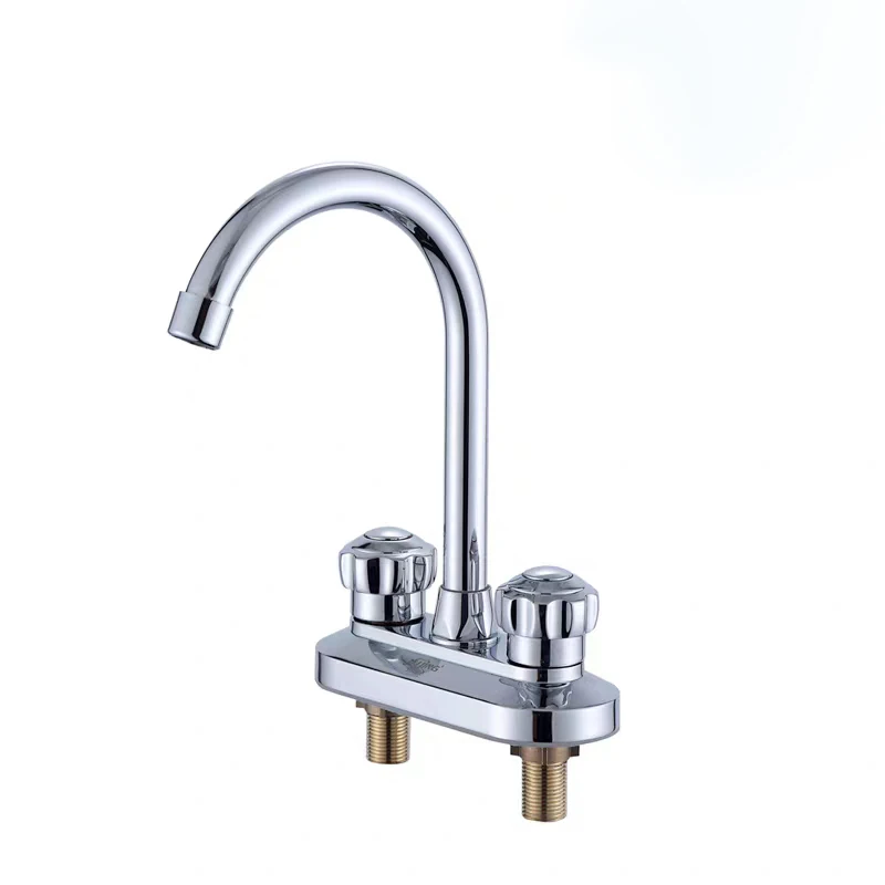 Современный для раковины кран из хромированной латуни с двумя ручками двойное