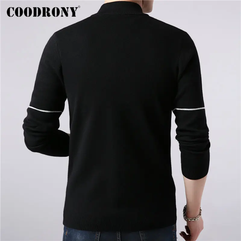 Мужской теплый шерстяной кардиган в полоску на молнии с карманами | Мужская