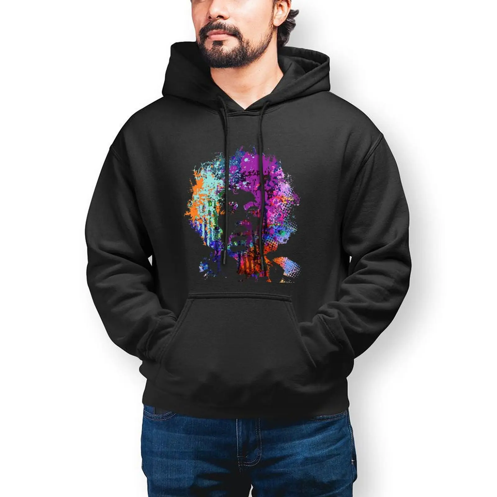 

Band Jimi Hendrix Hoodie Guitar Rock Musician Nice Long Cotton Hoodies Mens Warm Loose Pullover Hoodie