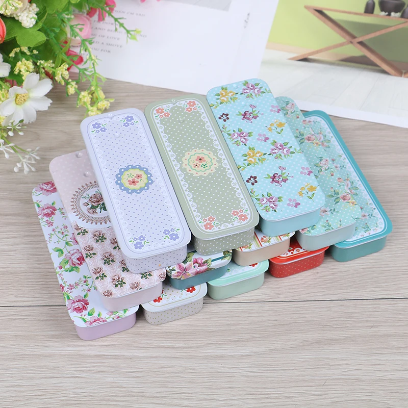 1PCS Rectangular Slide Cover Mini Iron Box Storage Wedding Jewelry Pill Cases Portable Tin Boxs Container | Дом и сад