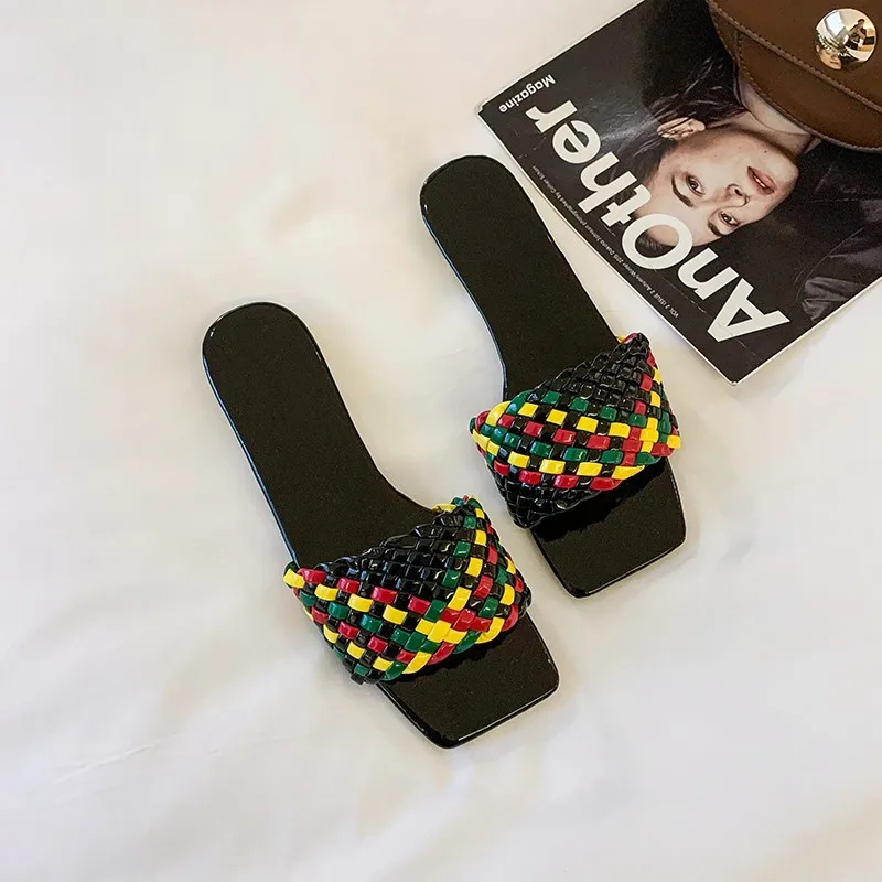 

Slippers for Women's Outer Wear 2021 New One-word Braided Belt Lightweight Women's Large Size Sandals Women's Shoes