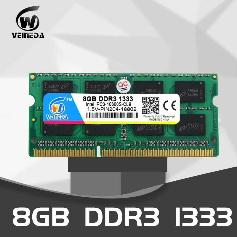 Память для ноутбука VEINEDA DDR3 8 Гб 1333 1600 МГц 204pin 1 5 в PC3 10600 sodimm Ram ddr 3|Оперативная