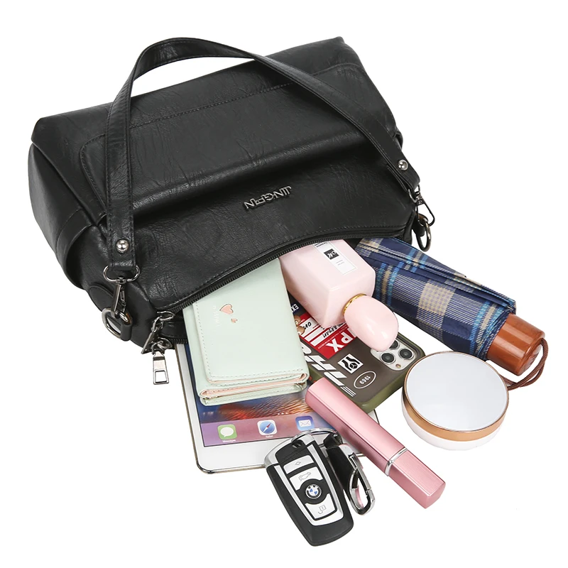 

Large-capacity PU Leather Lady Handbag Elegant Solid Color Single Shoulder Bag Messenger Bag Simple Versatile Style Handbag