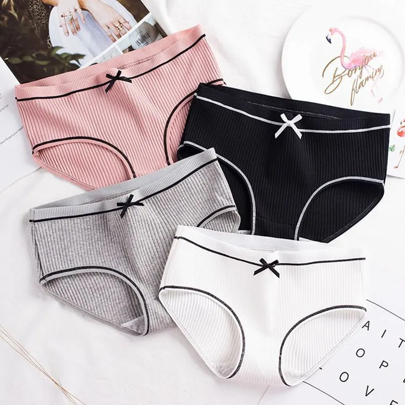 

4Pcs/Lot Cotton Underwear Cute Knot Soft Breathable Briefs Young Panties Solid Girl Children Clothes