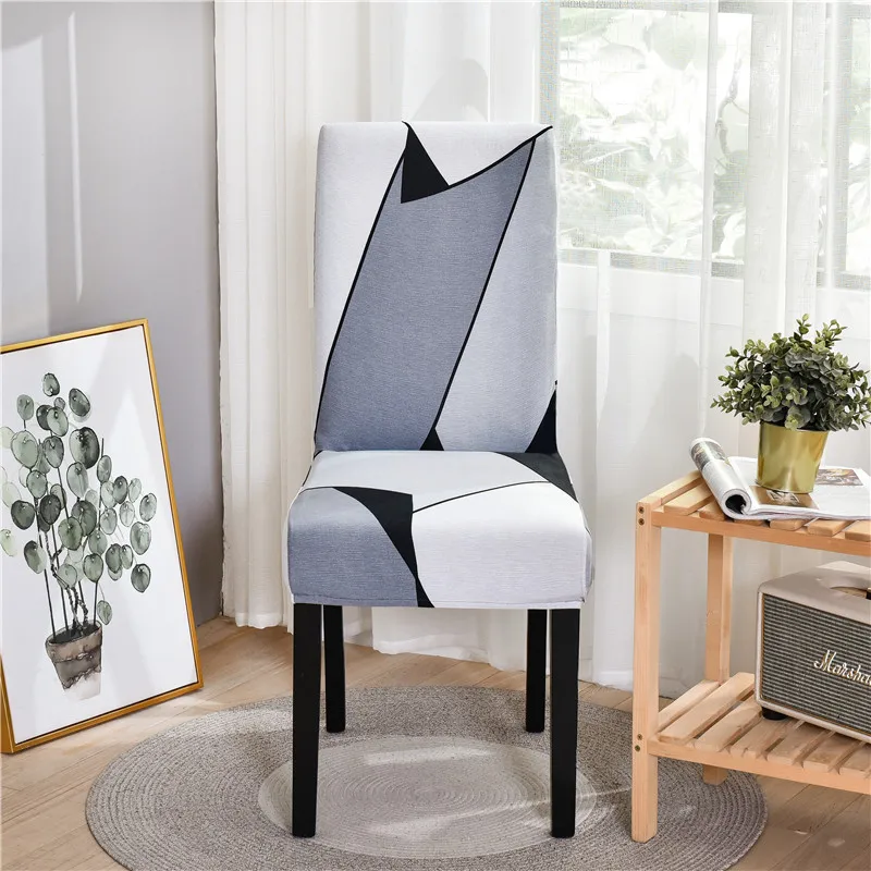 

Geometric Dining Chair Cover Spandex Elastic Chair Slipcover Case Stretch Chair Covers for Wedding Hotel Banquet Dining Room