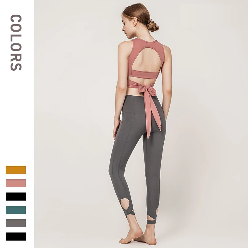 

Yoga Set Women Fitness Clothing Sportwear Woman Gym Leggings Dance Tights Set Backless Padded Bandage Sport Bra Slim Sport Suit