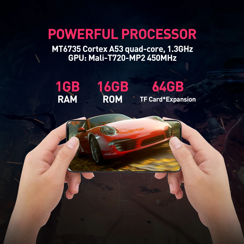 UNIWA M6501L Mobile Phone 6.52 Inch Screen 1G RAM 16G ROM Android 6.0 MTK6735 Smartphone Dual SIM 2700mAh Cellphone