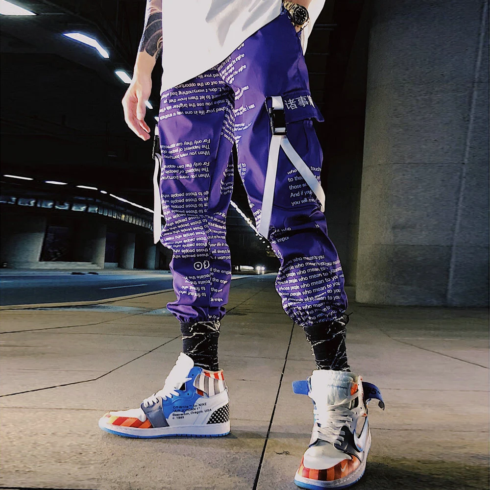 

Джоггеры-карго мужские с блочным карманом, уличная одежда в стиле хип-хоп, брюки-султанки с надписью, повседневные тренировочные штаны, 2021