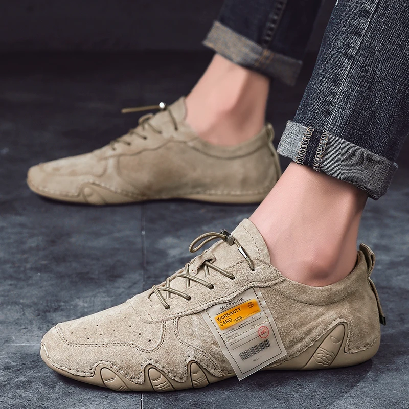 Мужские замшевые лоферы с осьминог мягкие повседневные кожаные туфли для