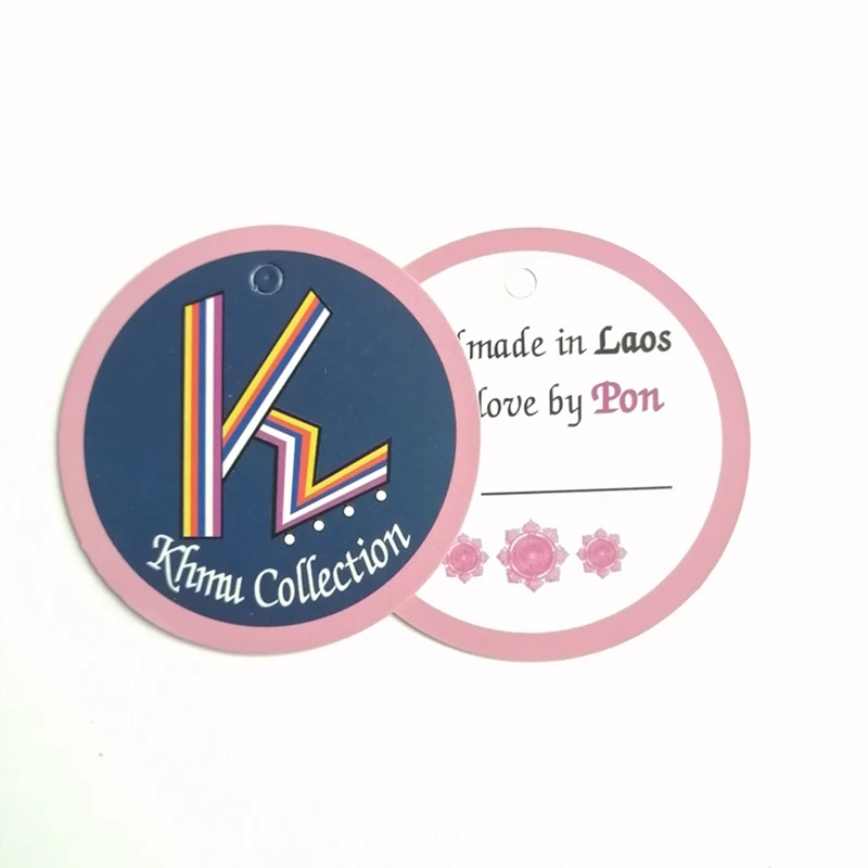 Модная печатная бирка с логотипом высечки круглой формы ценник на заказ этикетки