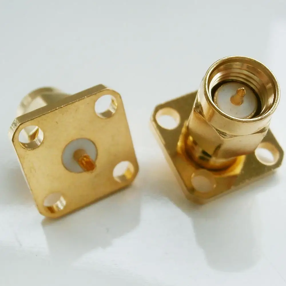 

10X Pcs High-quality RF Connector Socket SMA Male Center Solder 4 Hole Flange Chassis Panel Mount Brass Coaxial RF Adapters