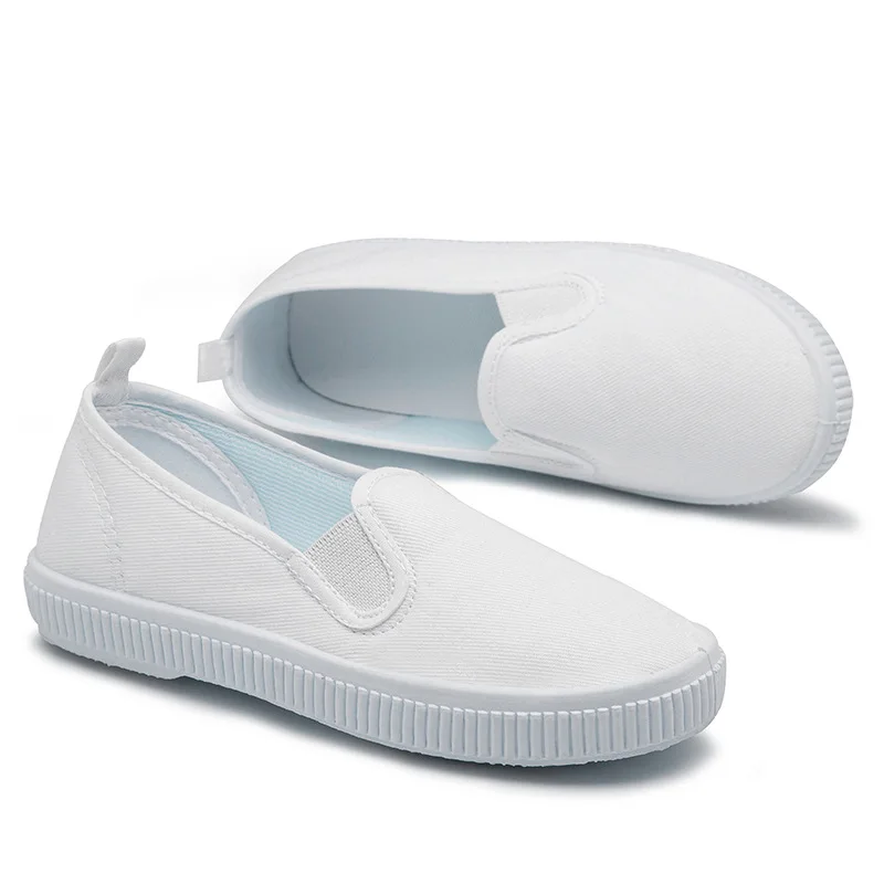 Kids Shoes for Baby Girls Leisure White Canvas Dancing Anti-Slippery Rubber Sole Boys Toddler Sneakers Trainer | Детская одежда и