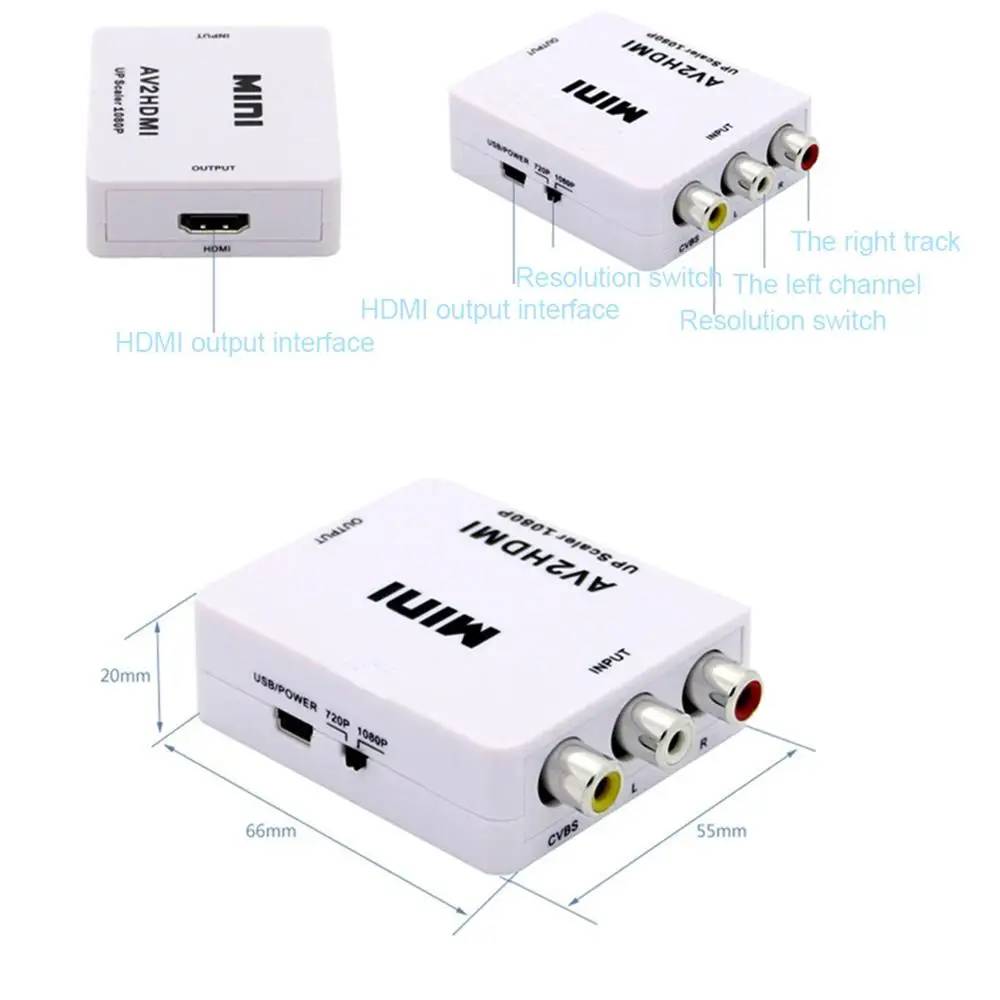 Мини AV в HDMI HD видео конвертер AV2HDMI поддержка 1080P RCA CVBS адаптер для ТВ PS3 PS4 DVD Xbox