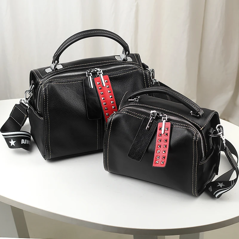 WOONAM женская дизайнерская модная сумка из натуральной телячьей кожи с заклепками