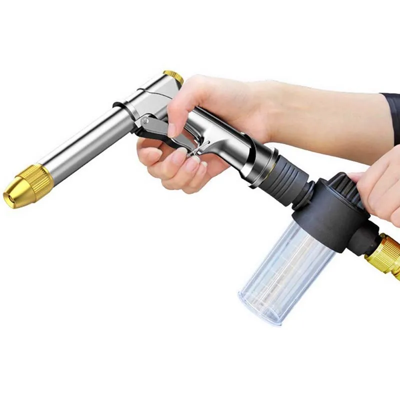 

New Water Gun Garden Hose Retractable Magic Hose EU High Pressure Car Wash Hose With Metal Spray Gun Outdoor Garden Watering