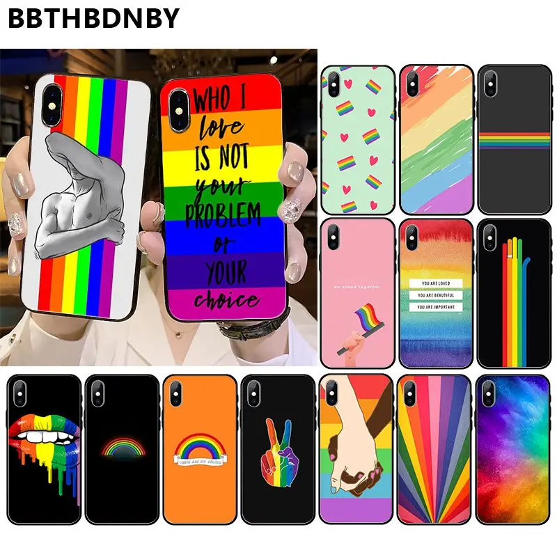 Чехол для телефона Радужный черный мягкий чехол из ТПУ iPhone 11 pro XS MAX 8 7 6 6S Plus X 5 5S SE XR