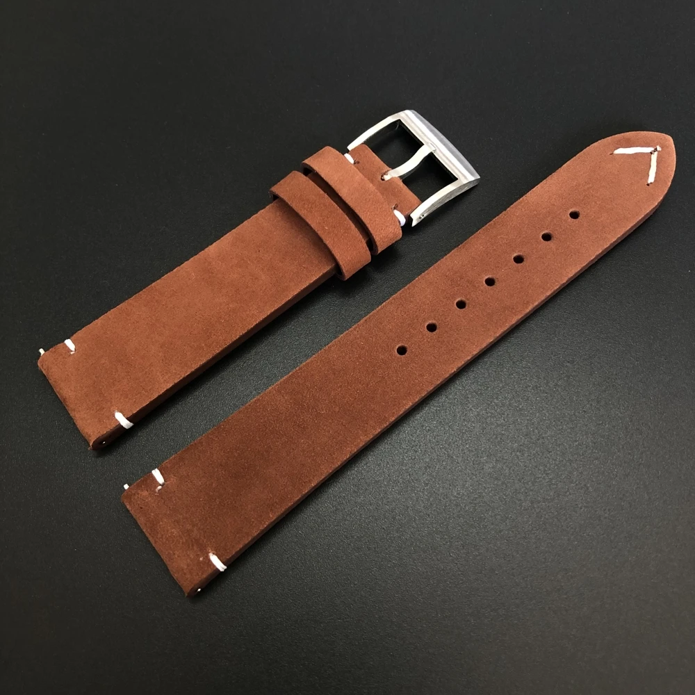 SD2503 Genuine Leather Strap for Lug Size 20mm Watch for Steeldive Diving Watch Brown Coffee Color with Stainless Steel Buckle