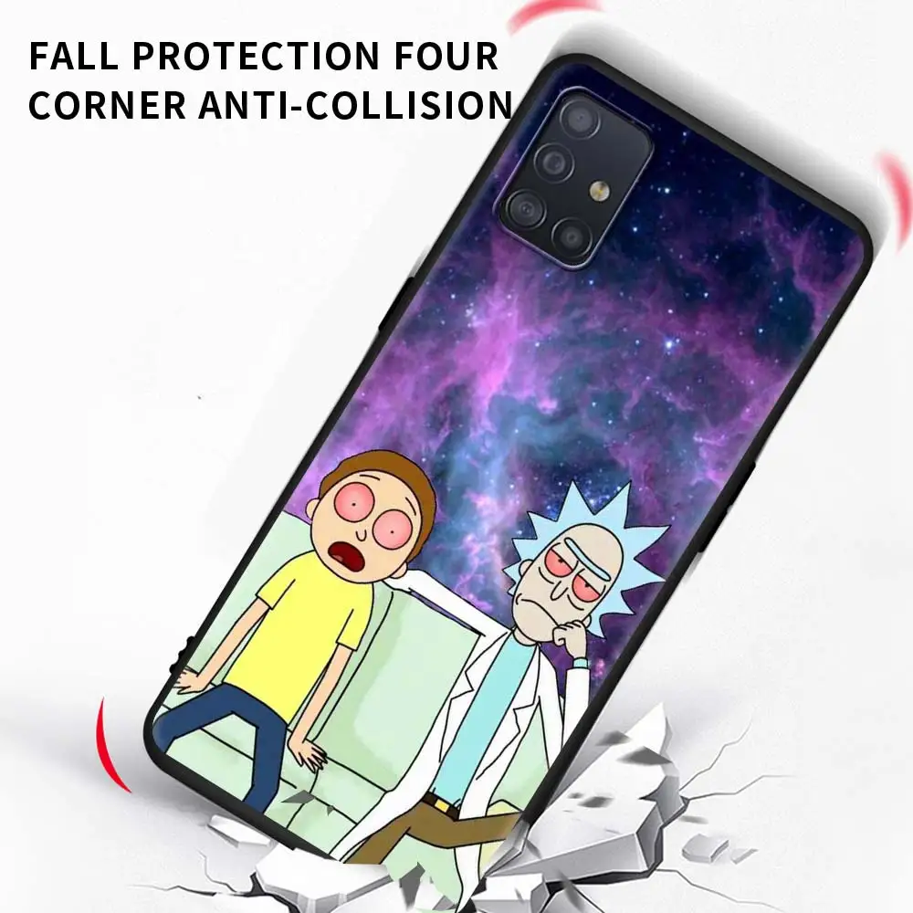 

Ricks Cute Mortys Case For Samsung Galaxy A51 A71 A21S A31 A12 A41 A52 A72 A42 5G A11 A01 A91 Black Shell Phone Coque