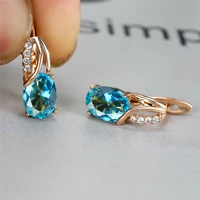 new oval zircon earrings for women multicolor crystal hoop earrings bohemian rose gold color female wedding engagement jewelry