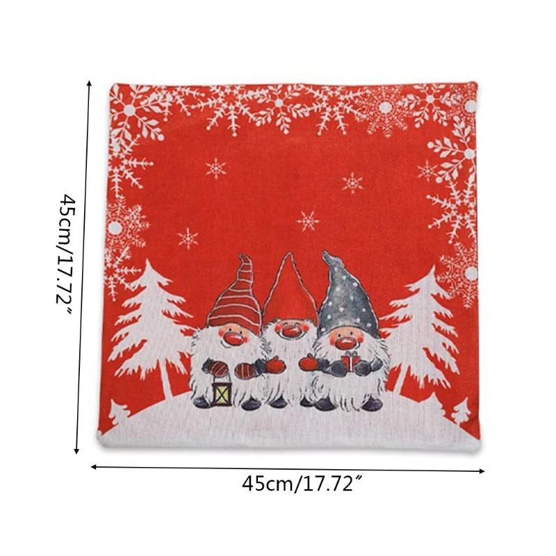 

4pcs Christmas Decorations Gnome Swedish Tomte Pillow Case Throw Sofa Cushion Cover Home Living Room Decoration