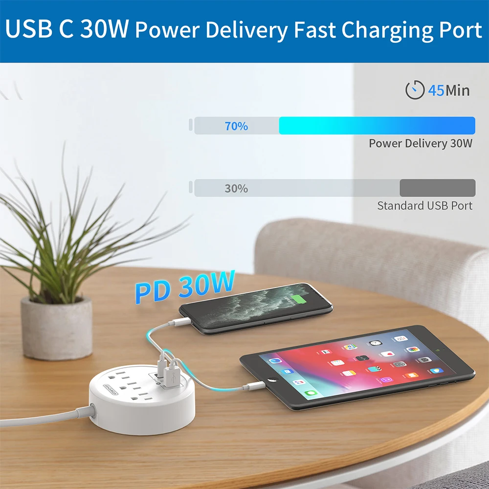 NTON блок питания с USB C монтируемым 3 выходами и usb портами настольная зарядная