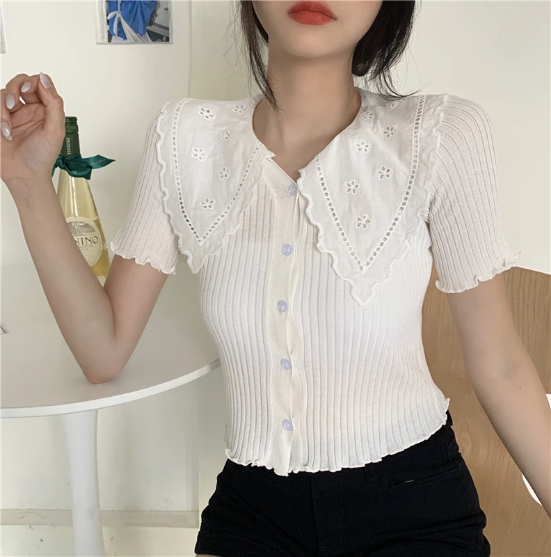 Кардиган на пуговицах для кукол из ледяного шелка Футболка с рукавами женская