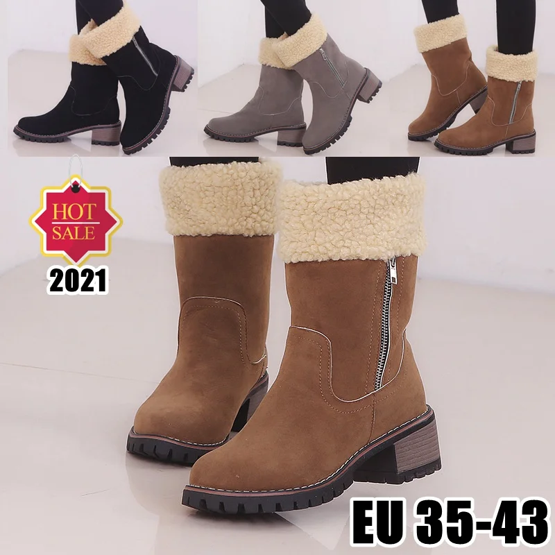

2022 New Women Winter Boots Ladies Platform Boots Female Snow Boots Round Toe Warm Shoes Felmale Plush Fur Casual Cotton Boots