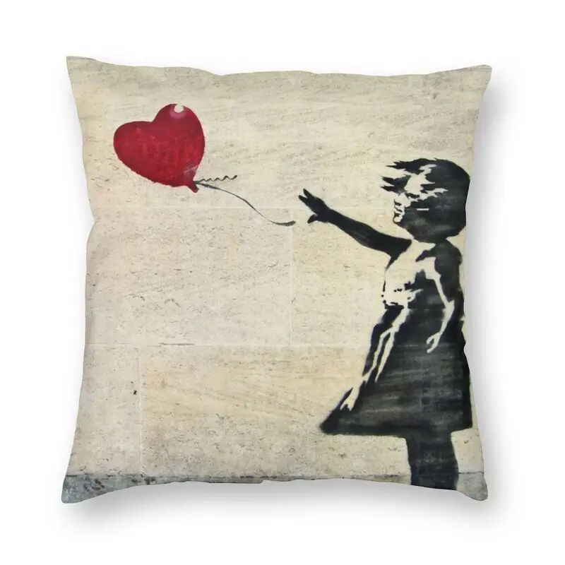 

Наволочка с воздушным шаром Banksy's Tank, 45x45 см, наволочка Бэнкси с рисунком мира для дивана, автомобиля, квадратная наволочка для подушки, домаш...
