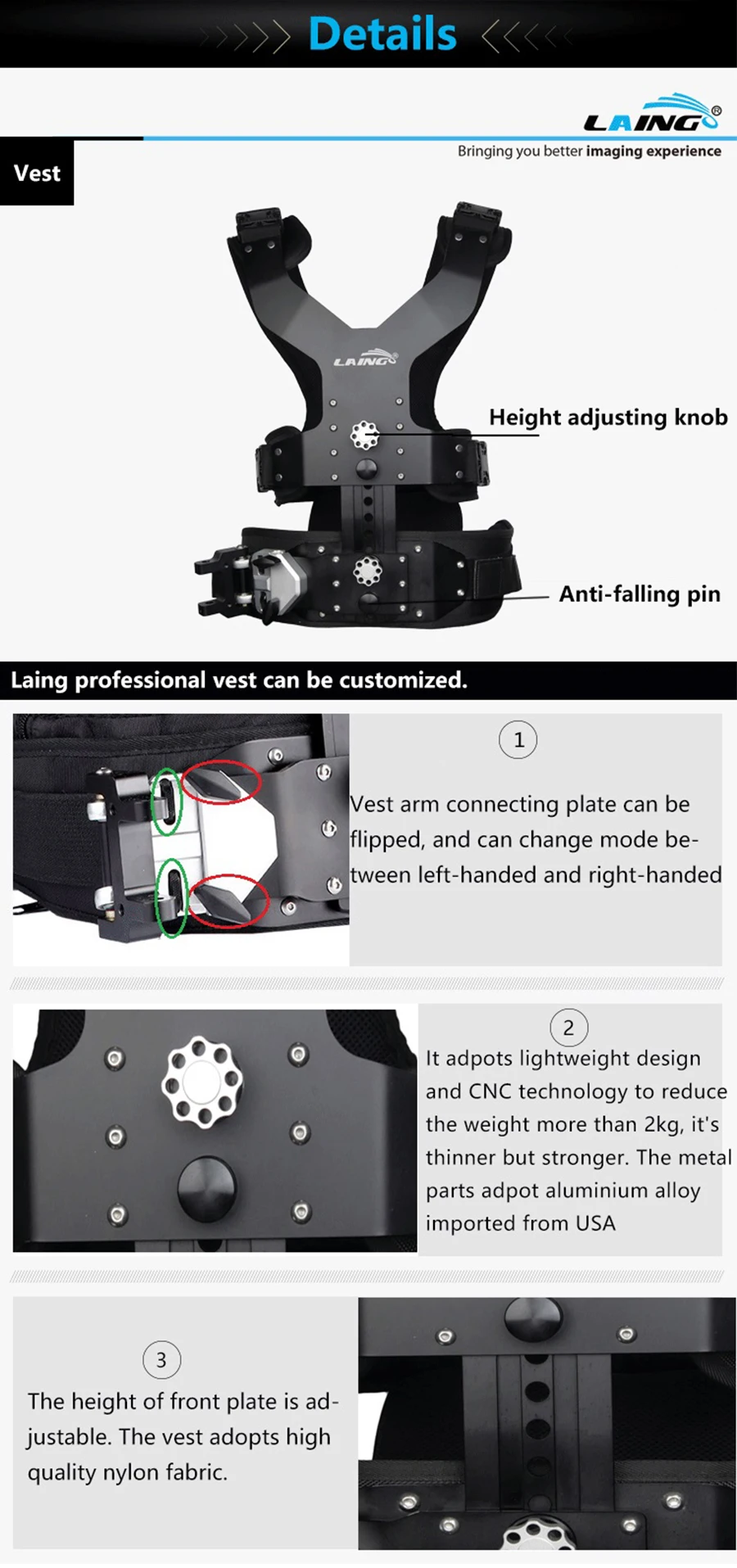 LAING M30PX 6-16 кг вес медведя из углеродного волокна Видеокамера Steadicam Стабилизатор Steadycam фотографии жилет двойной поддержки Arm
