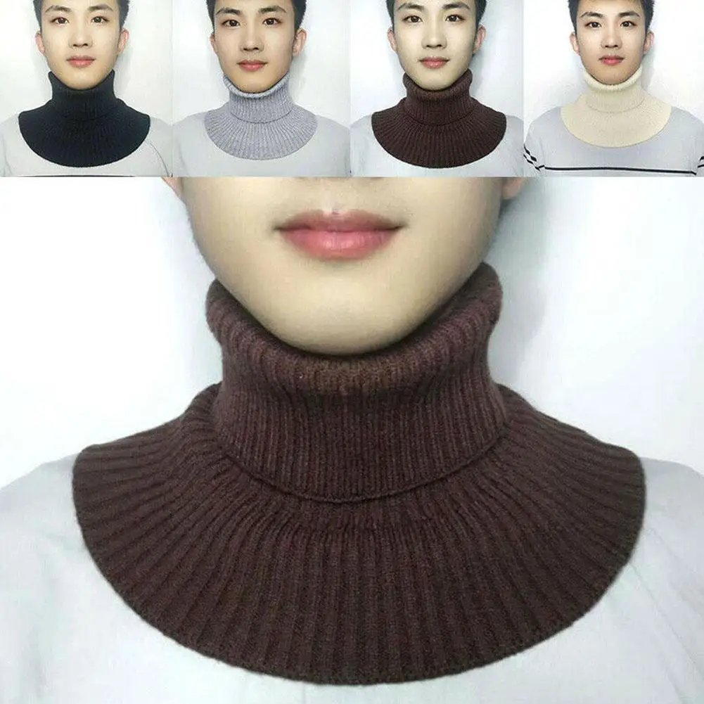 

Men Knitted Fake Collar Scarf Men Elastic Turtleneck Detachable Shirt Collars Winter Windproof Warm Knitted Collar Wrap Scarves