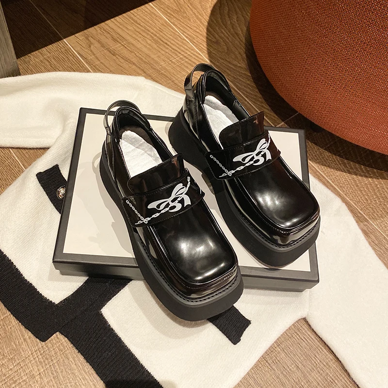 

Женские лоферы, повседневные, с квадратным носком, на плоской платформе, весна 2021