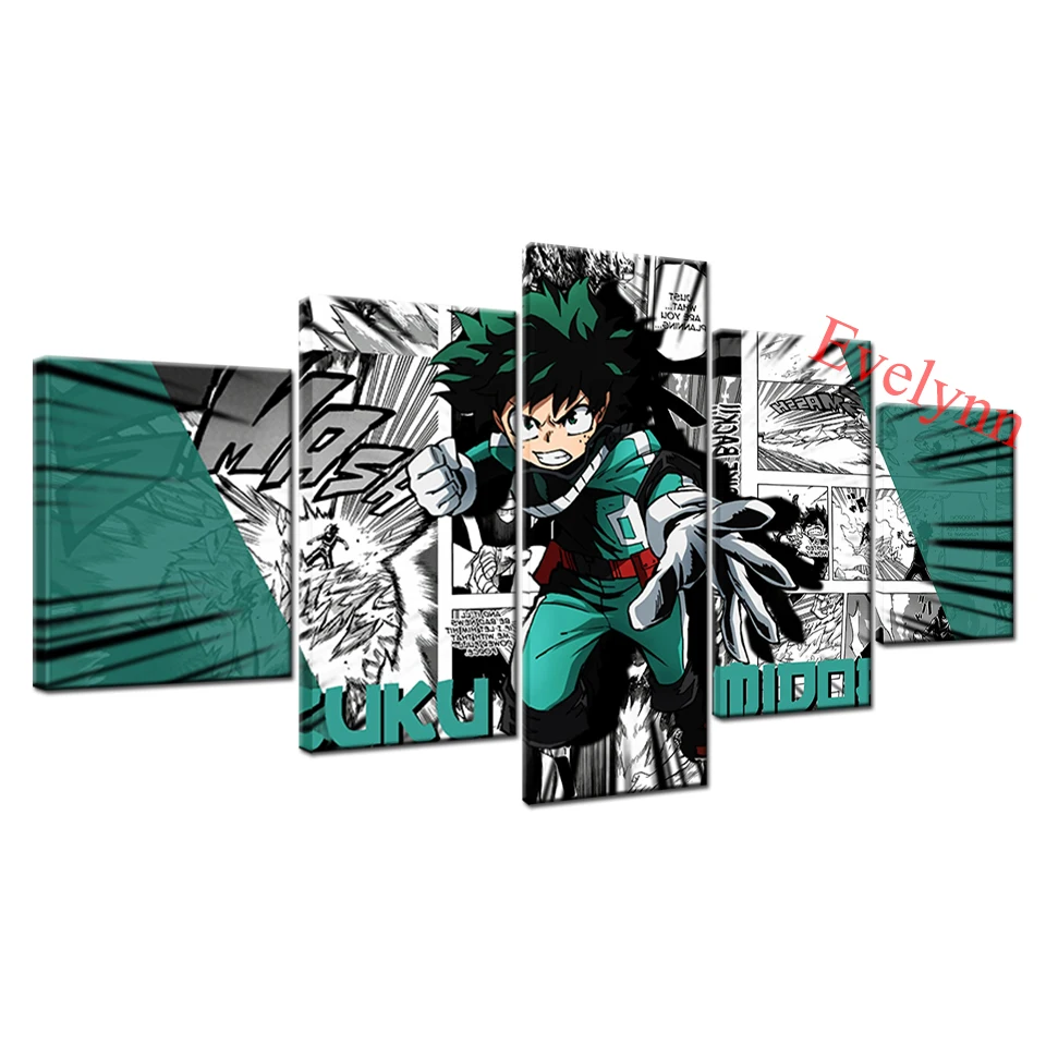 Плакат из аниме Моя геройская Академия 5 шт. Современная холщовая рамка izuku